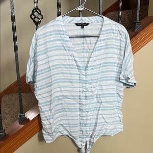 Velvet Heart Light Blue and White Striped Shirt